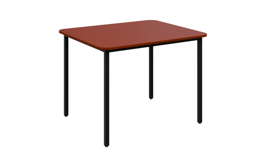 JSBR 90N Jídelní stůl 900 x 900 mm, deska cihlově červená / podnož černá